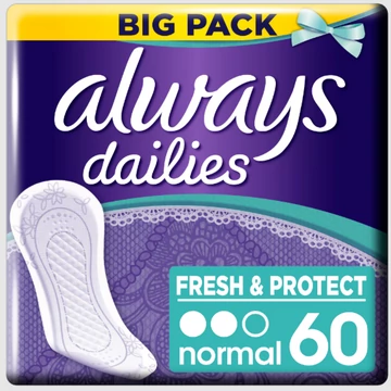 Always Dailies Tisztasági Betét 60db-os Normal Fresh Protect 