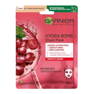 Garnier Skin Naturals Hydra Bomb Textil Maszk 28g Szőlőmagkivonattal