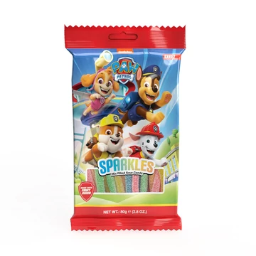 Mancs őrjárat Sparkles Filled Sour Belt-Töltött savanyú gumiszíj 80g 