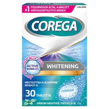 Corega műfogsortisztító tabletta 30db-os Whitening