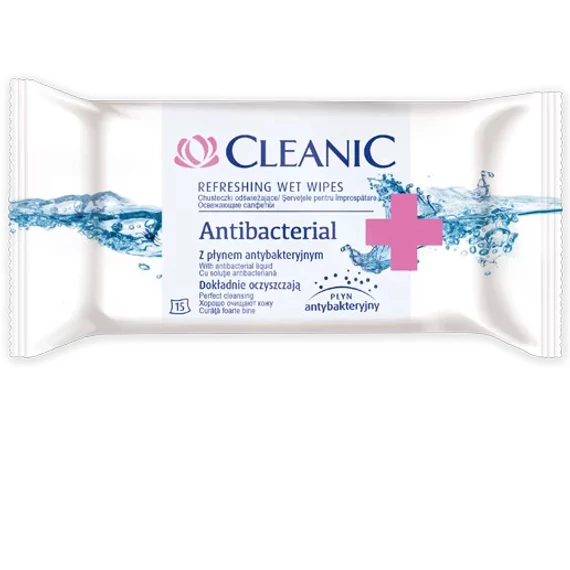 Cleanic frissítő törlőkendő 15db-os Antibacterial