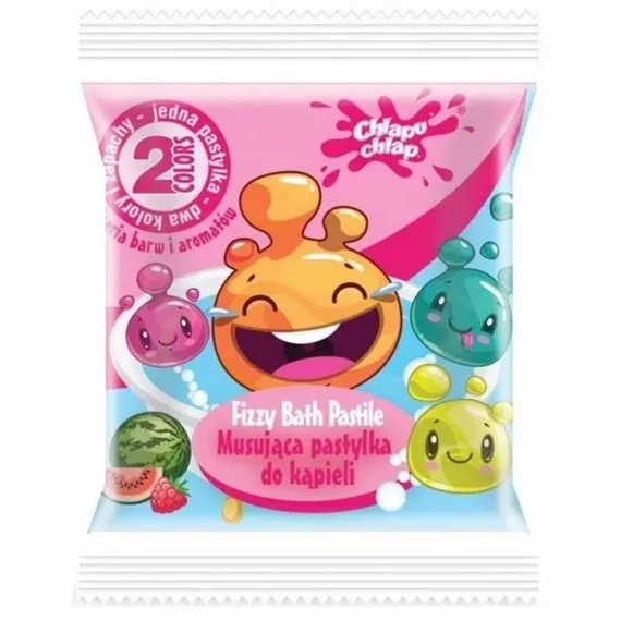 Chlapu Chlap Csillámló színes fürdőbomba 40g Málna/Görögdinnye illattal