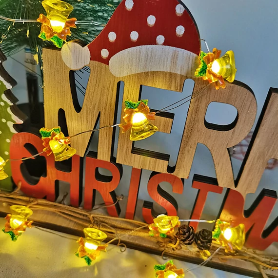 Modee Karácsonyi LED Füzér Dekor Elemes C3018 (10LED/90cm/10cm) Warm-Csengő 