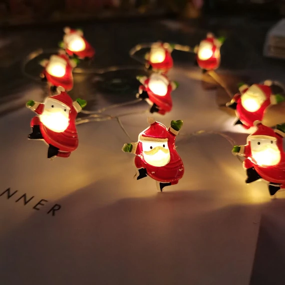 Modee Karácsonyi LED Füzér Dekor Elemes C3021 (10LED/90cm/10cm) Warm-Mikulás