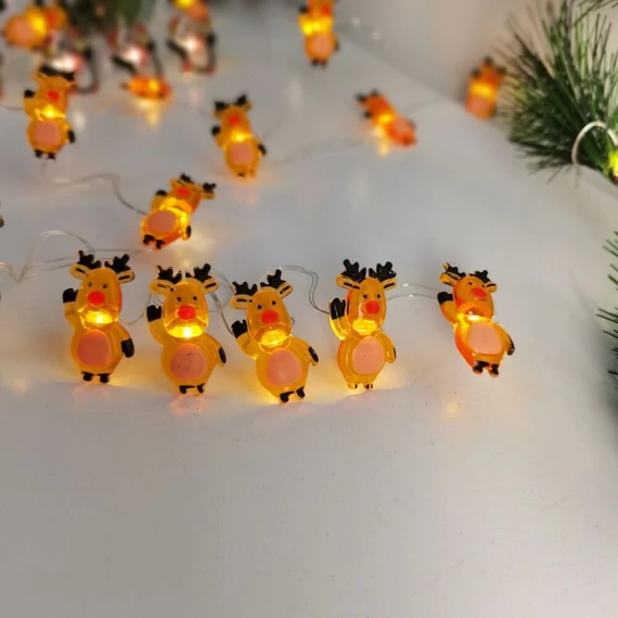 Modee Karácsonyi LED Füzér Dekor Elemes C3023 (10LED/90cm/10cm) Warm-Rénszarvas