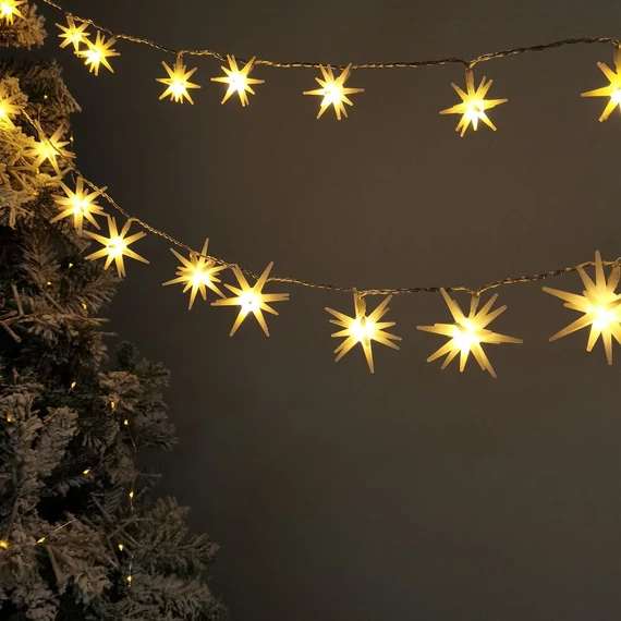 Modee Karácsonyi LED Füzér Dekor Elemes C3028 (10LED/135cm/15cm) Warm-Csillag 