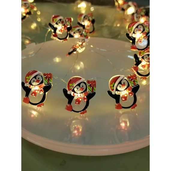 Modee Karácsonyi LED Füzér Dekor Elemes C3022 (10LED/90cm/10cm) Warm-Pingvin 