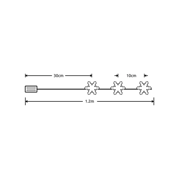 Modee Karácsonyi LED Füzér Dekor Elemes C3019 (10LED/90cm/10cm) Warm-Hópehely 
