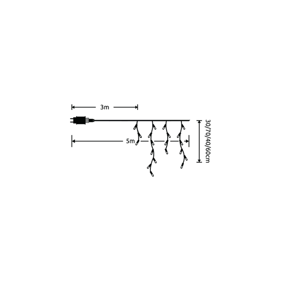 Modee Karácsonyi LED Füzér Adapteres C2019 Bővíthető (100LED/2m/H70cm) Warm