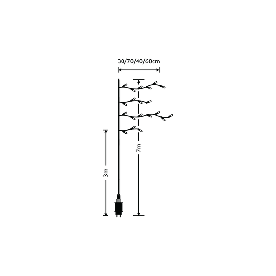 Modee Karácsonyi LED Füzér Adapteres C2020 Bővíthető (200LED/4m/H70cm) Warm 