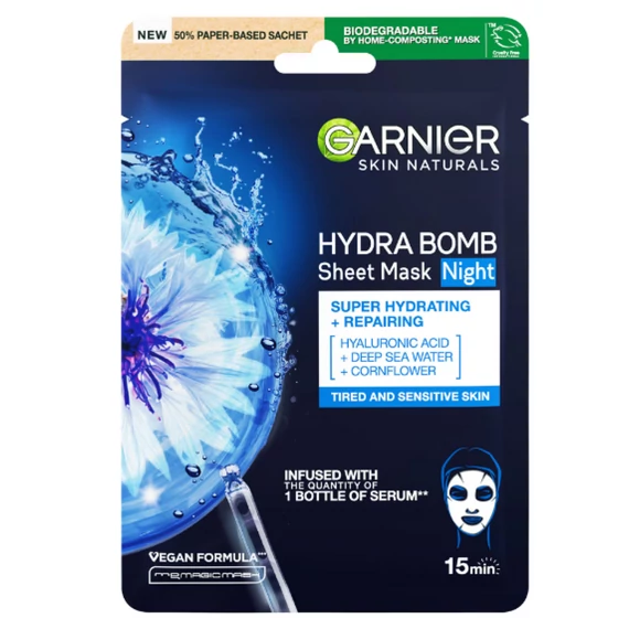 Garnier Skin Naturals Moisture Bomb Éjszakai Textil Maszk 28g 