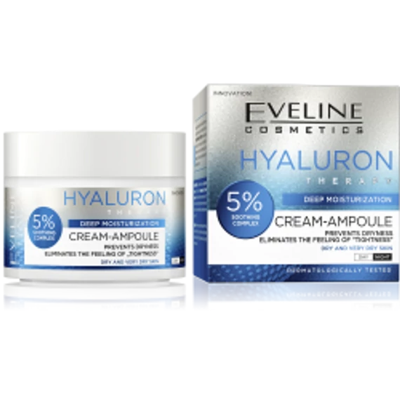 EVELINE CREAM-AMPOULE HIALURON THERAPY mélyhidratáló nappali és éjszakai arckrém hialuronsavval 50ml 