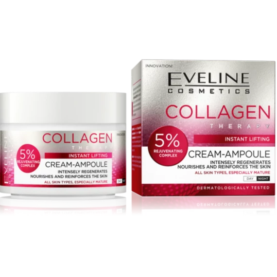 EVELINE CREAM-AMPOULE COLLAGEN THERAPY instant feszesítő nappali és éjszakai arckrém kollagénnel 50ml 