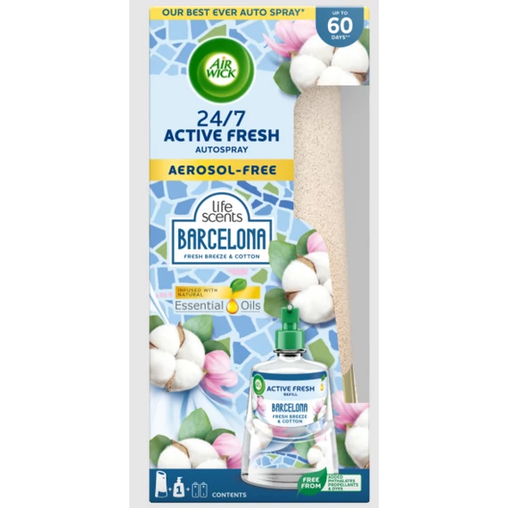 Airwick autómata légfrissítő készülék+ut. 228ml Barcelona-Fresh Breeze&Cotton