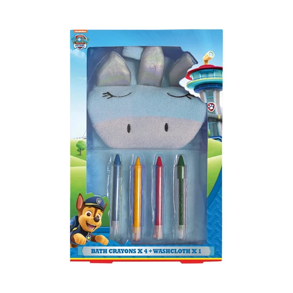 Mancs Őrjárat fürdőkréta csomag 4db-os + Kék mosdókesztyű