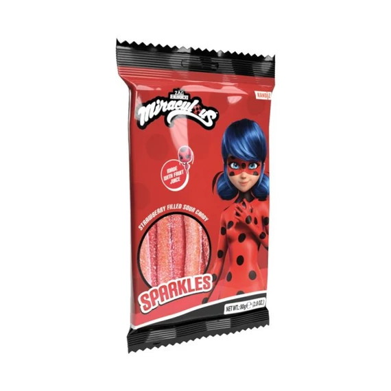 Miraculous-Katicabogár Sparkles Strawberry Sour Belt-Epres savanyú gumiszíj 80g