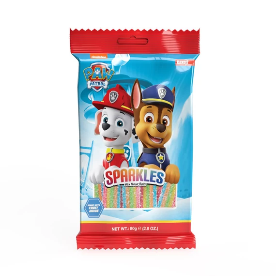 Mancs őrjárat Sparkles Mix Sour Belt-Gyümölcsös savanyú gumiszíj 80g