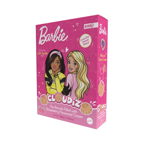 Barbie Cloudiz mini keksz 30g eperkrémmel töltve 