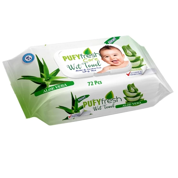 Pufy Fresh popsitörlő kupakos 72db-os Aloe Vera 
