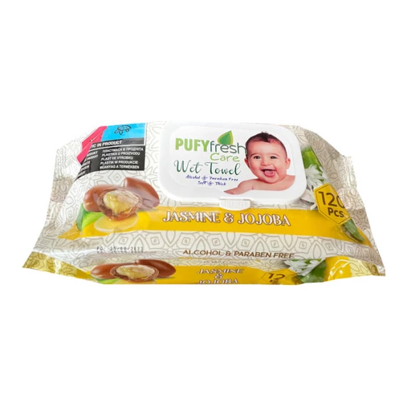 Pufy Fresh popsitörlő kupakos 120db-os Jázmin-Jojoba 